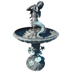 Fontaine de jardin en forme de sirène en bronze