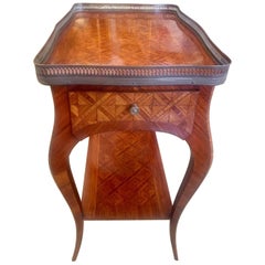 Gorgeous 19th Century Marquetry Side Table with Bronze Gallery