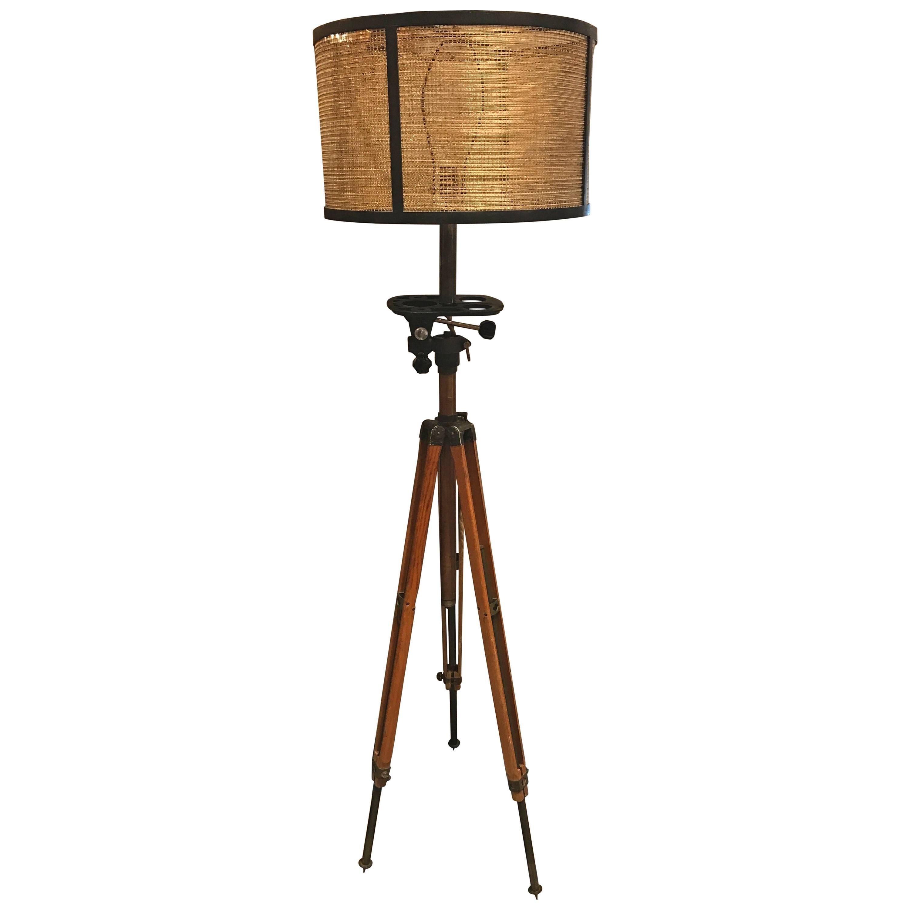 Antique Movie Camera Tripod Stand, Now as a Lamp For Sale