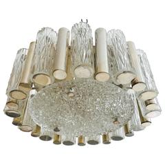 German 1960s High Style Glass Flush Pendant 4