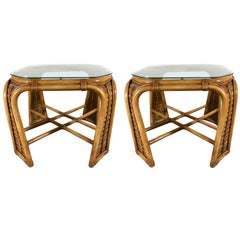 Great Pair of Bamboo End Tables by McGuire, Restored