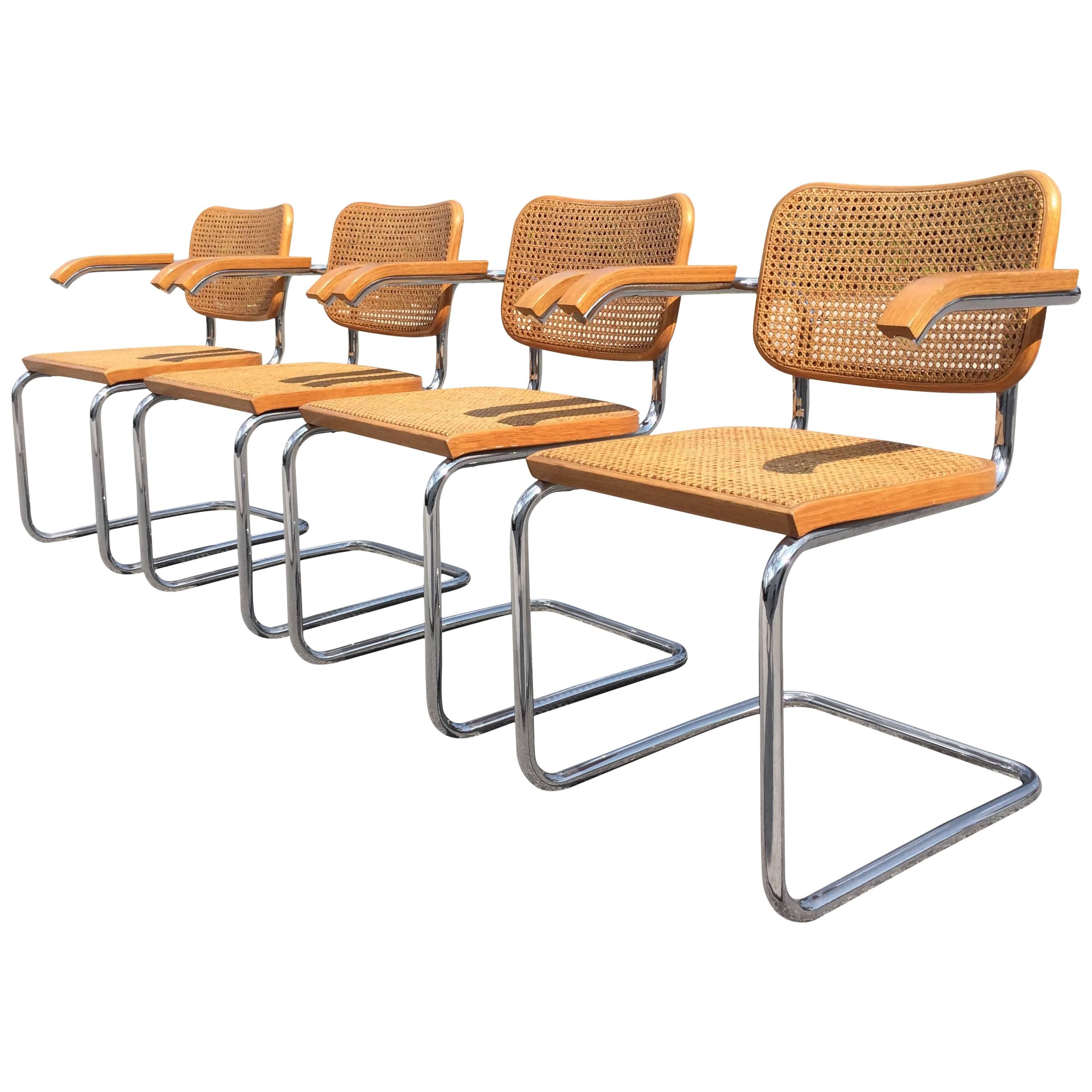 Four Cesca Armchairs Designed by Marcel Breuer for Knoll