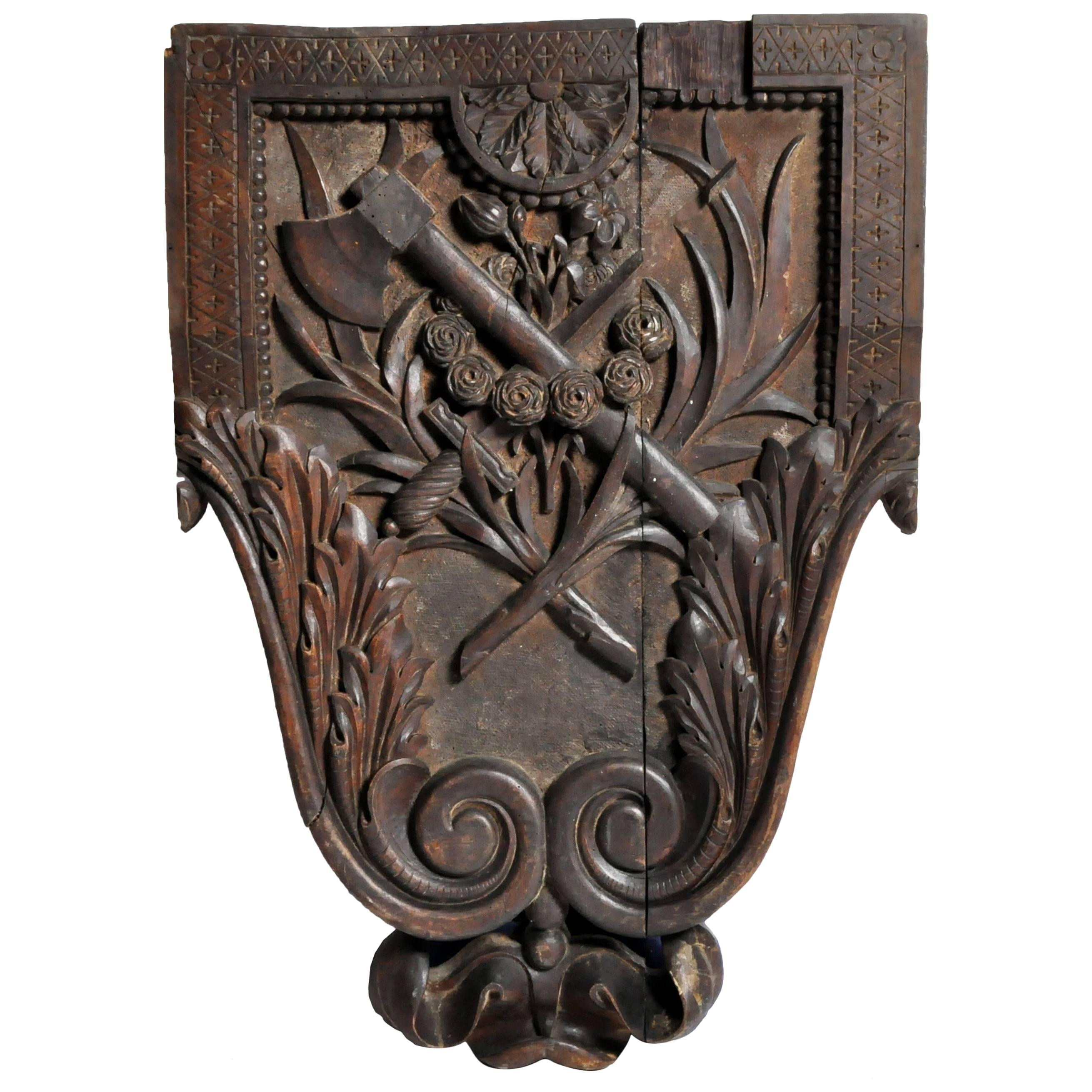 Hand-Carved Crest from a Chateau