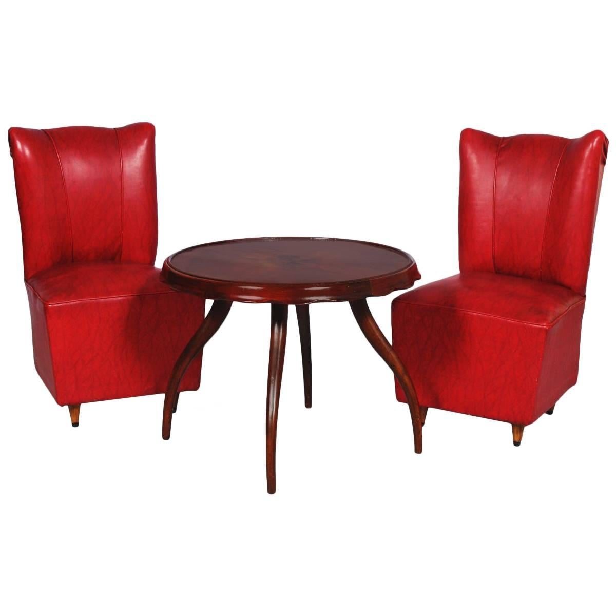 Pair of Italian Leatherette Chairs Art Deco Osvaldo Borsani attributed For Sale
