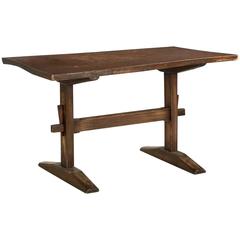 English Arts & Crafts Elmwood Trestle Breakfast Library Table early 20th century