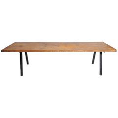 Solid Oak Dining Table with Metal Legs