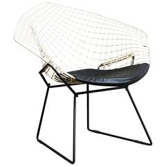 1952, Harrie Bertoia, Diamond Chair 421, Black & White with Black Vinyl Cushion 6