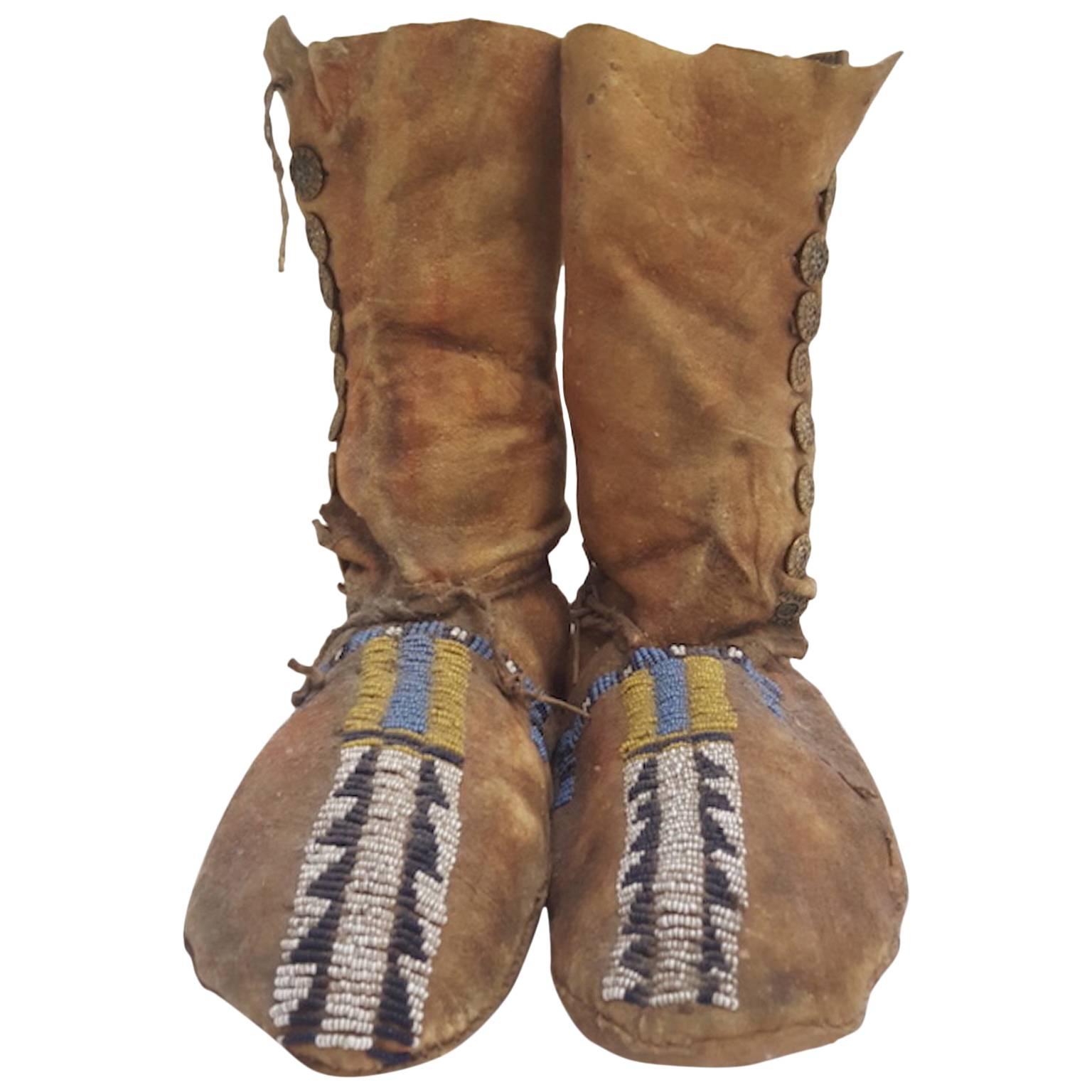 19th Century Plains Beaded Moccasins