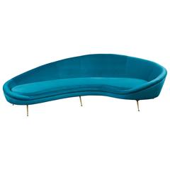 Long and Elegantly Curved Italian Sofa in the Manner of Ico Parisi