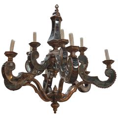 Antique Wood and Mirror Chandelier 7