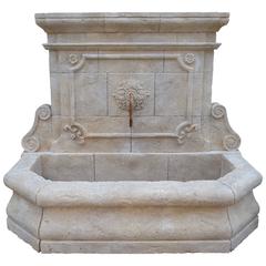 Large Carved Stone Wall Fountain from France