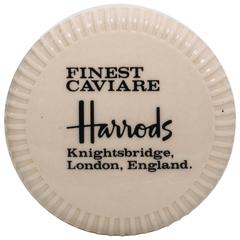 Vintage Harrods Knightsbridge London Hand-Painted Ironstone Jar for Beluga Caviar, 1978