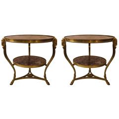 Gueridon Bronze and Marble Tables