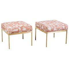Pair of Square Brass Ottomans by Lawson-Fenning 11