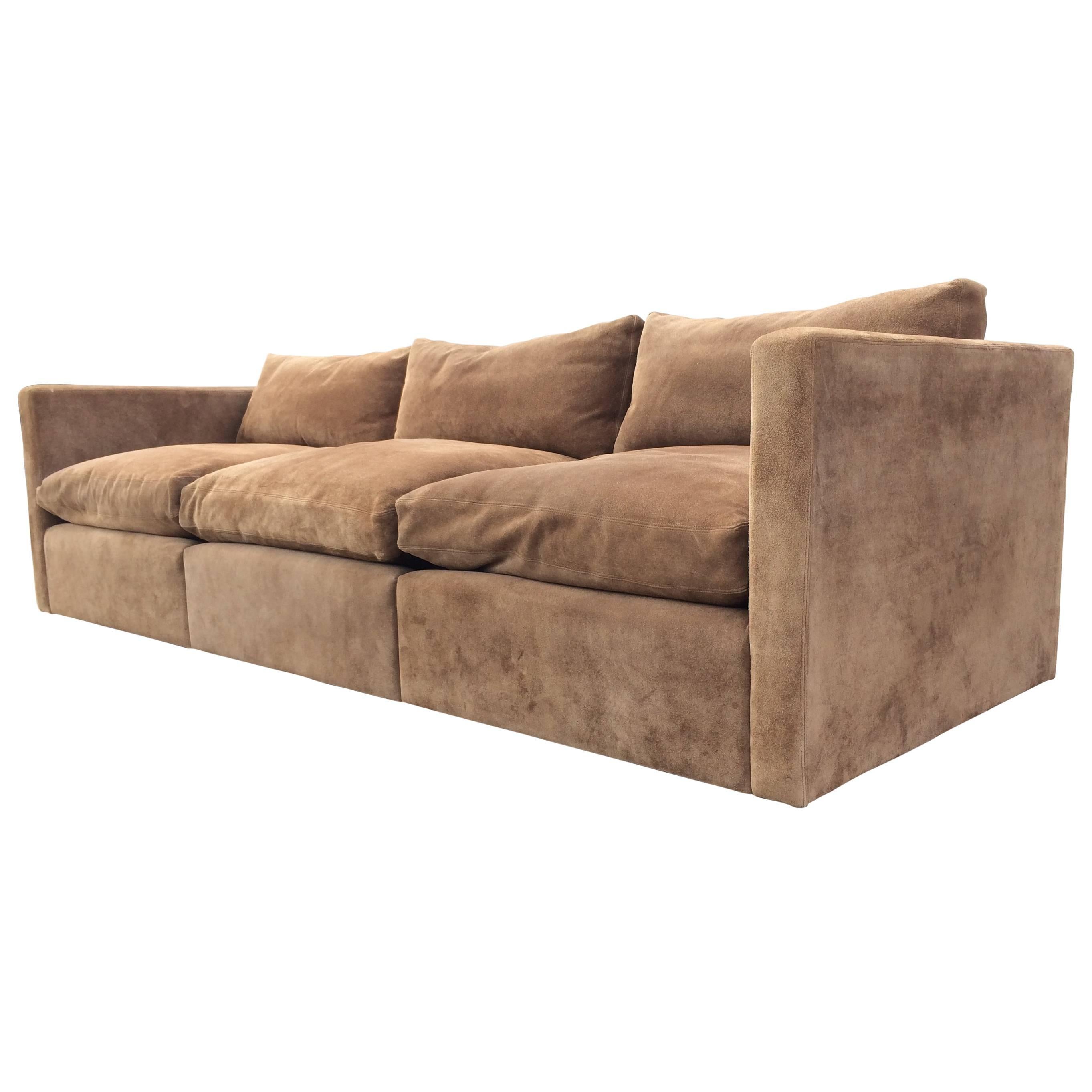 Suede Leather Sofa by Charles Pfister for Knoll