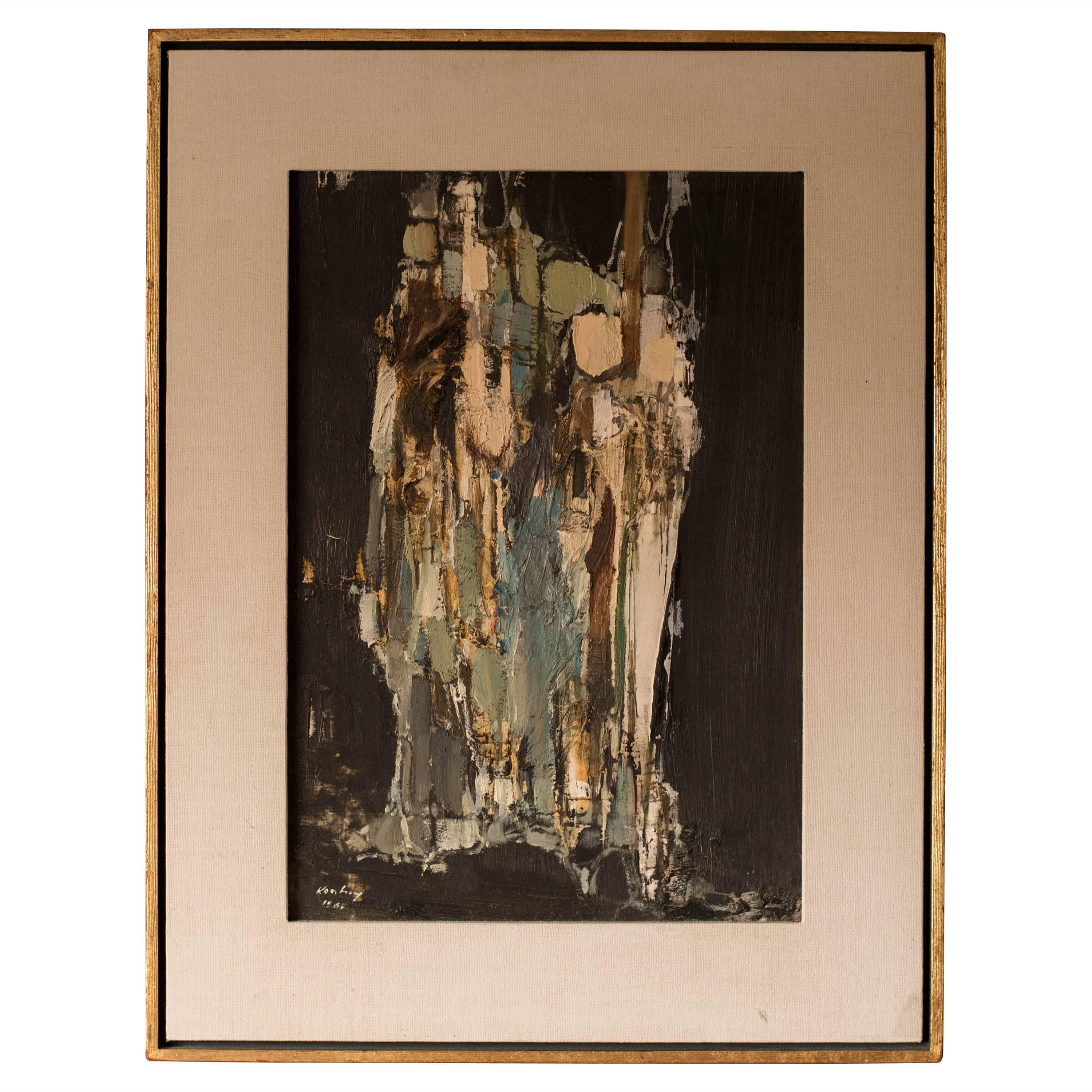 Midcentury Abstract Oil Painting by Pawel Kontny