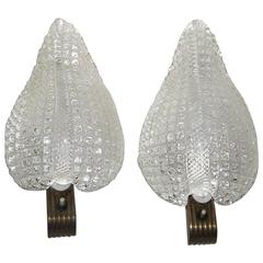 Wall Sconces in Murano Glass and Brass 1940 Barovier e Toso 3
