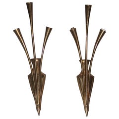 Pair of Solid Brass Sconce, 1950 Noisemakers