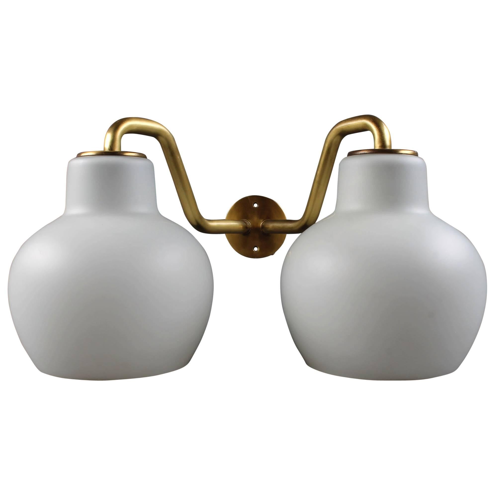 Wall Lamp with Opaline Glass by Vilhelm Lauritzen For Sale