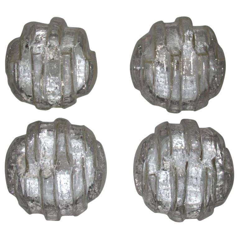 Sculpture Glass Wall Sconces Italian Design, 1950s Murano Glass Round  For Sale
