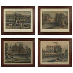 Antique Four English Late 19th Century Engravings Fishing Scenes