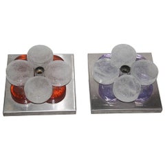 Pair of Different Color Poliarte Albano Poli Wall Sconces 1970 Pop Art
