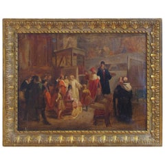 Antique 19th Century History Painting Signed and Dated 1845, Depicting Leonardo Da Vinci