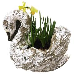 Vintage Reconstituted Stone Garden Swan Planter