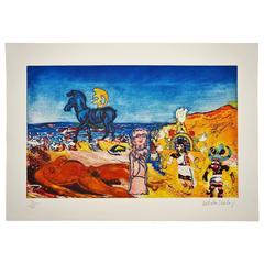 Malcolm Morley Print ‘Cradle of Civilization with American Woman’, American 1