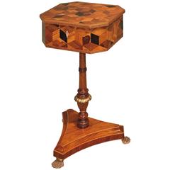 Regency Period Parquetry Inlaid and Kingwood Teapoy with Original Interior 1