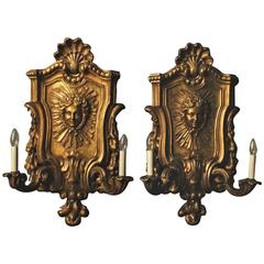 English Pair of Giltwood Antique Wall Lights