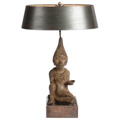 MidCentury Bronze Medicine Man from Benin, Purpose-Built Lamp Construction