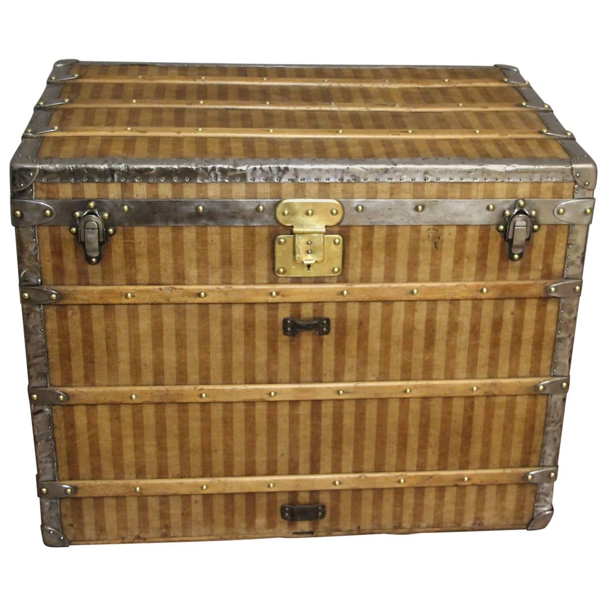 1870s Louis Vuitton Striped Canvas Steamer Trunk, Malle Louis Vuitton