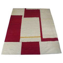 Modern Handwoven Kilim Mondrian Style