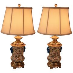 Pair of 19th Century Electrified Porcelain Oil Lamps