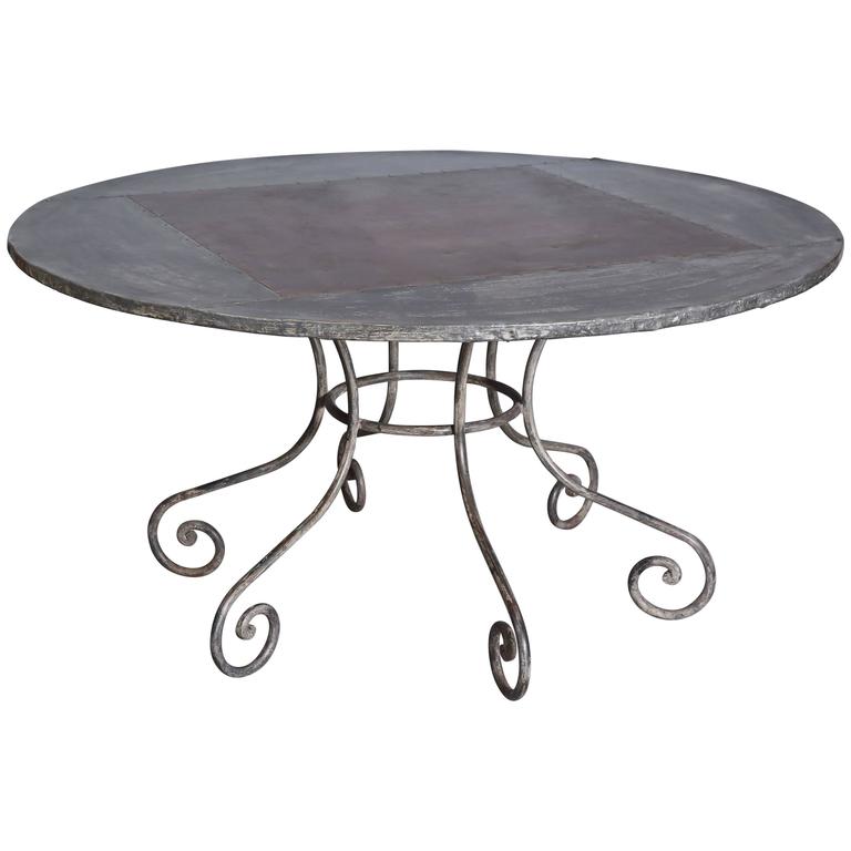 French Zinc Top Round Table at 1stDibs