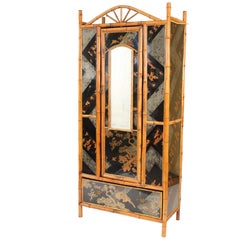 Bamboo and Chinoiserie Decorated Armoire