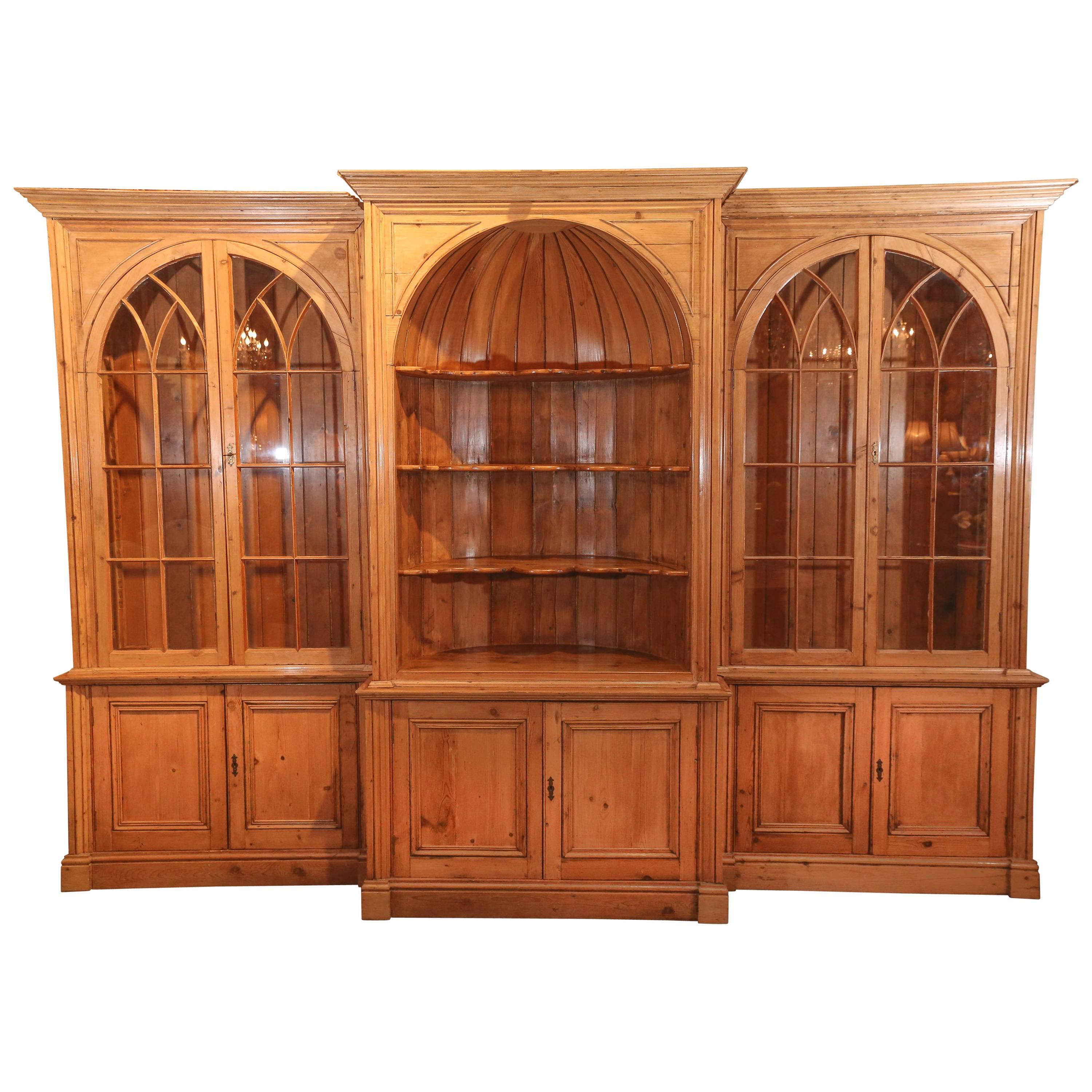 English Pine Bookcase and Display Cabinet