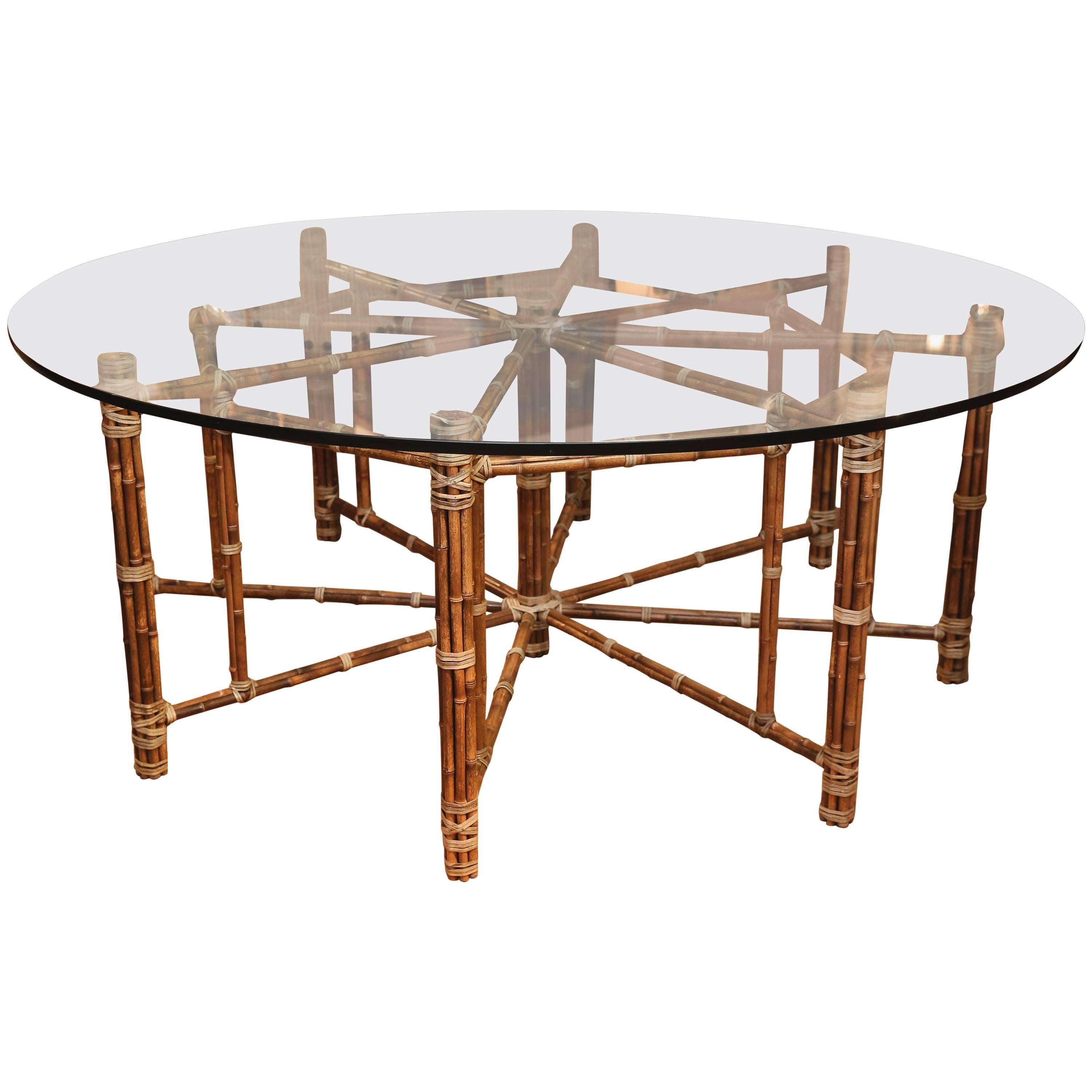 McGuire Octagon Bamboo Dining Table with Round Top