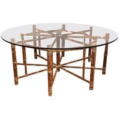 McGuire Octagon Bamboo Dining Table with Round Top