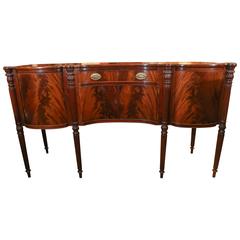 19th Century Serpentine Front Flame Mahogany English Sideboard