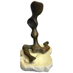 Solid Patinated Bronze Abstract Sculpture by California Artist Ken Vares