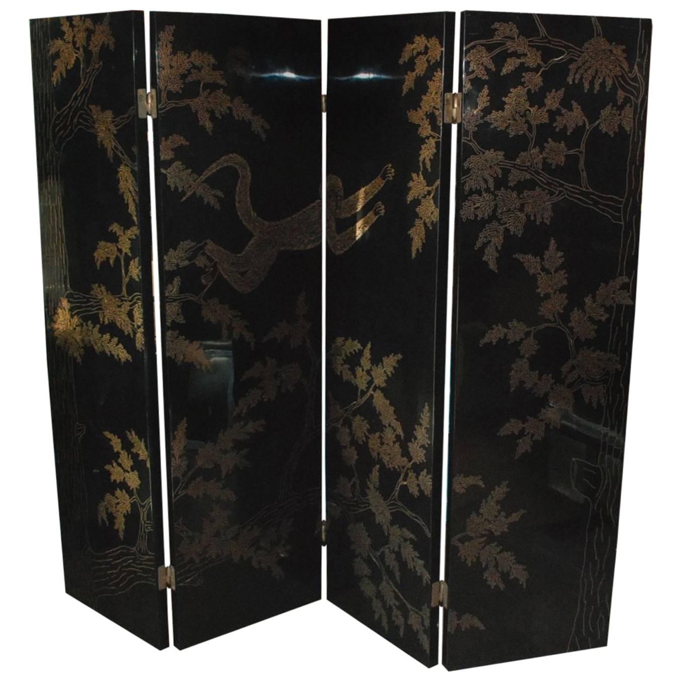 Adnet Style Brass Inlay Screen