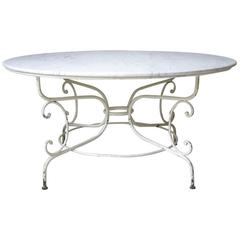 Unusually Large French Iron and Marble Table, circa 1910