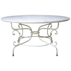 Unusually Large French Iron and Marble Table, circa 1910 4