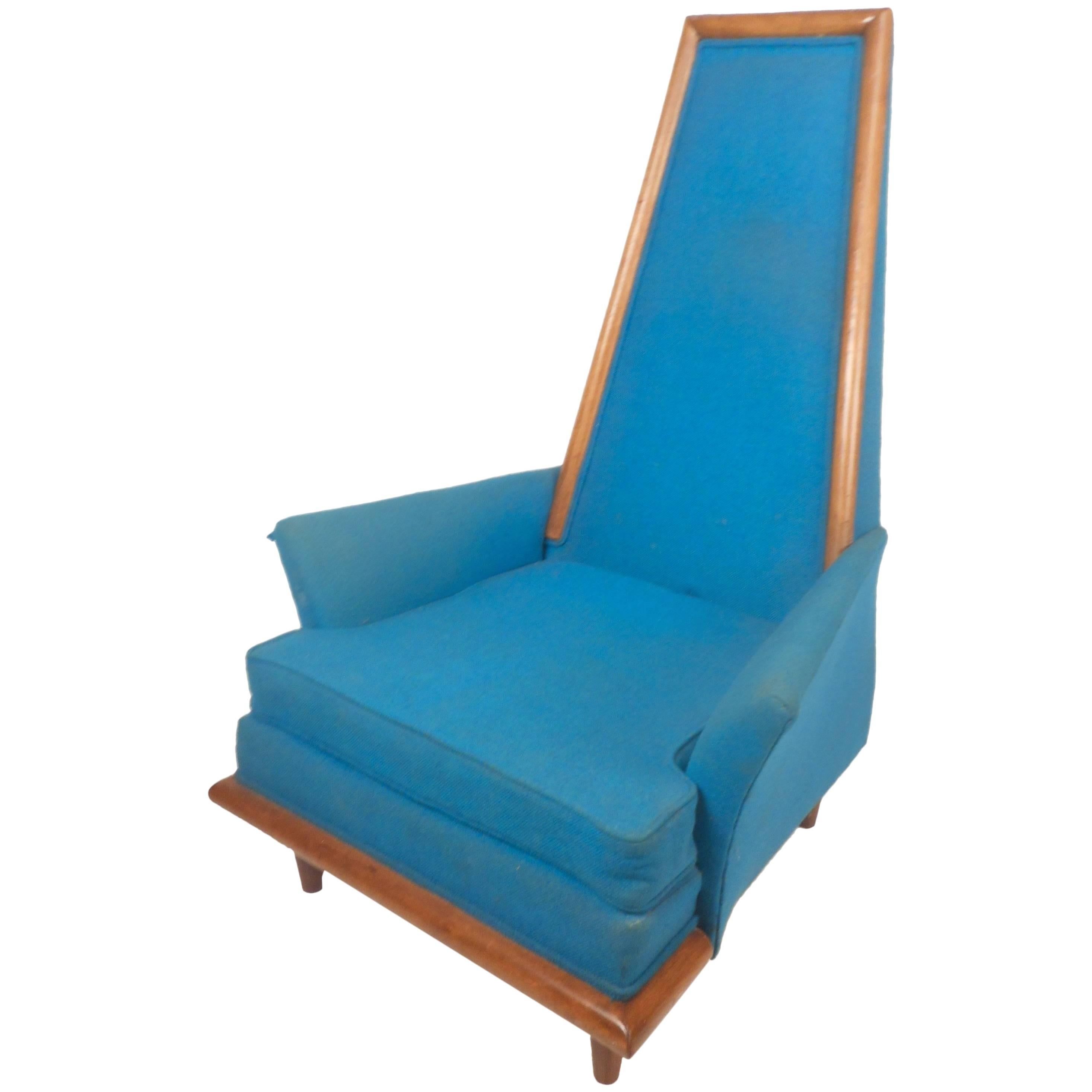 Mid-Century Modern High Back Lounge Chair in the Style of Adrian Pearsall