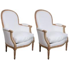Pair of Painted Louis XVI-Style French Bergeres 6