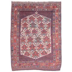 Late 19th Century Red Afshar Rug with Green Palmettes and Ivory Ground