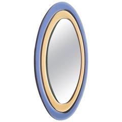 Oval Yellow and Blu Mirror, 1970s