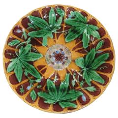 19th Century Victorian Majolica Passion Flower Plate Wedgwood